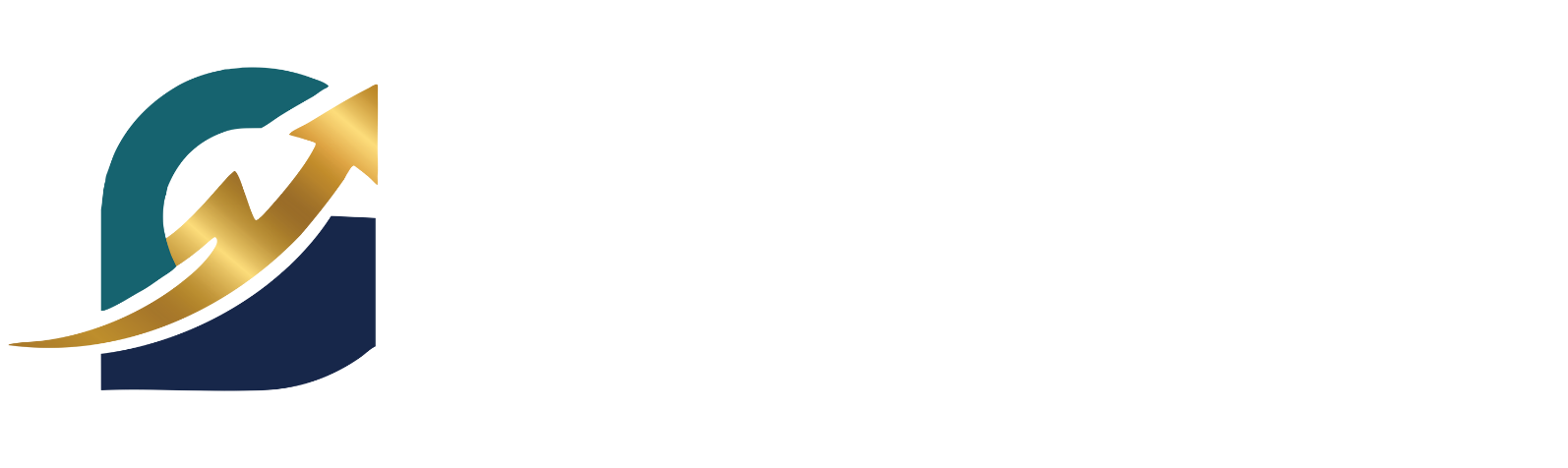 Logo featuring a stylized gold arrow rising through a dark blue and teal arch.