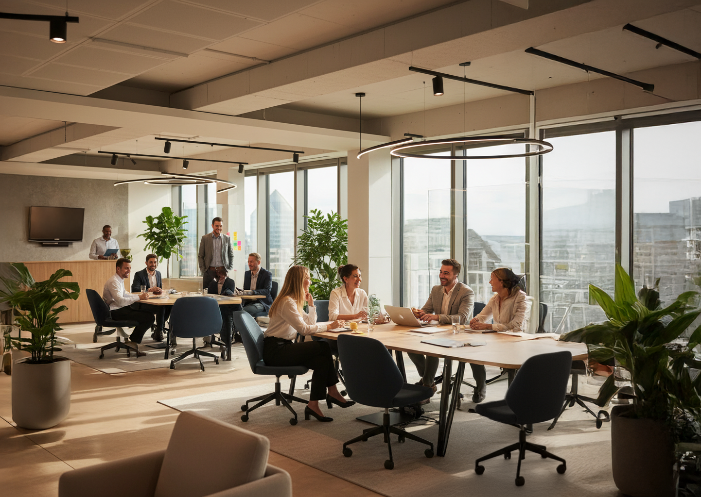 Two people at table; man pointing at laptop screen, woman taking notes, papers and phone visible.