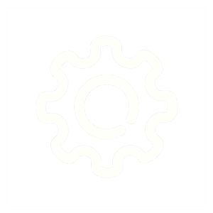 Zahnradsymbol. Weißes Zahnradsymbol auf weißem Hintergrund, das Einstellungen oder Konfigurationen kennzeichnet.