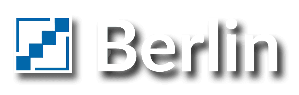 Berliner Logo, blau-weißes Emblem mit Text.