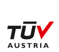 TÜV AUSTRIA Logo mit schwarzer Schrift und rotem Häkchen.