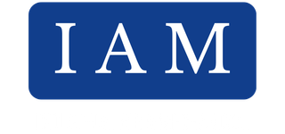IAM in white text on a blue rounded rectangle.