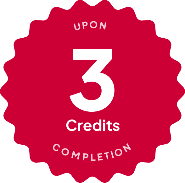 Blue badge with text: 