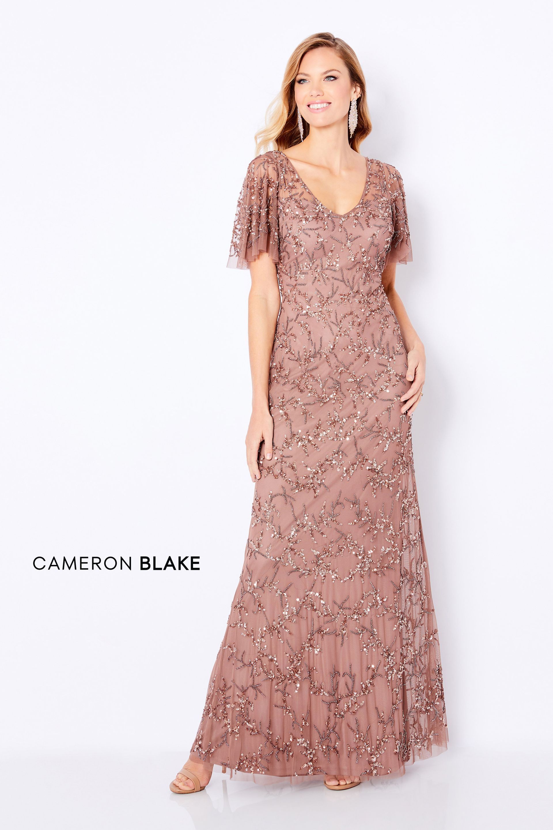 Cameron Blake Mother of the Bride Dress 226161 in Bronze at Fifi's Bridal in Elmhurst, IL