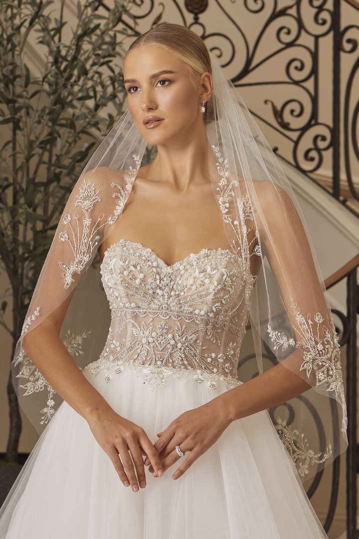 Casablanca Wedding Gown With Veil at Fifi's Bridal Elmhurst, IL