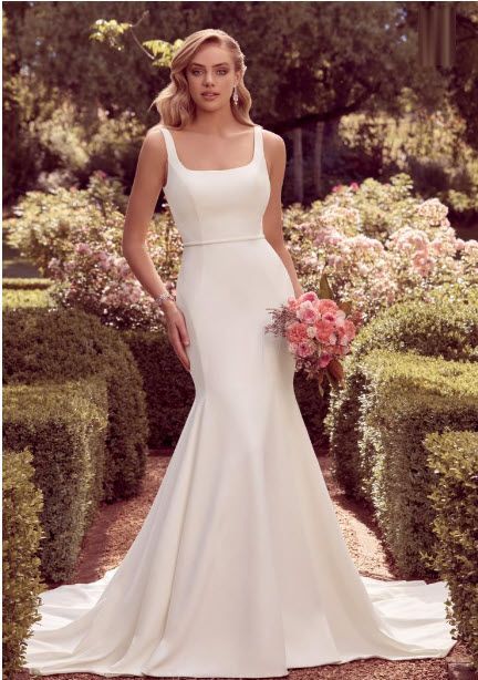 Modern Minimalist Crepe Wedding Dress PAXTON, STYLE Y22175 at Fifi's Bridal