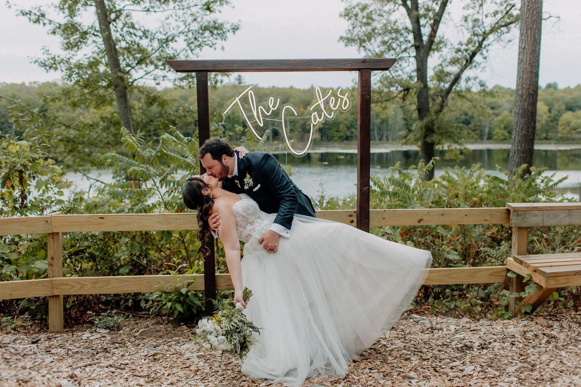 Sarah Cates  in her wedding dress from Fifi's Bridal