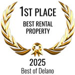 1st Place award for Best Rental Property in Delano, 2025, gold laurel wreath.