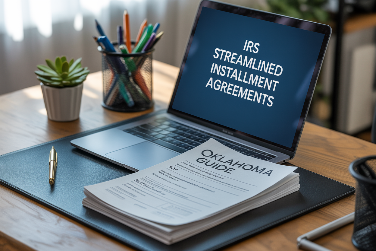 A laptop computer is open to a screen that says streamlined establishment agreements.
