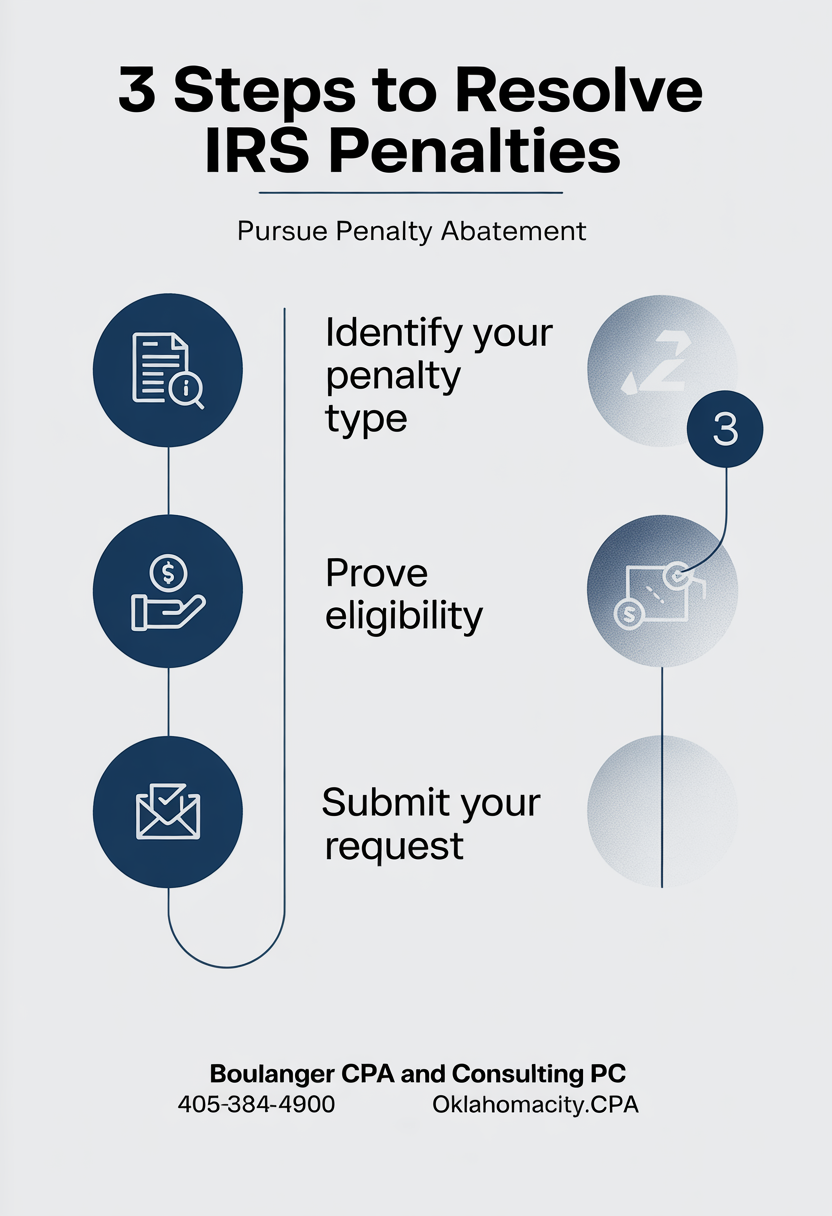 There are three steps to resolve irs penalties.