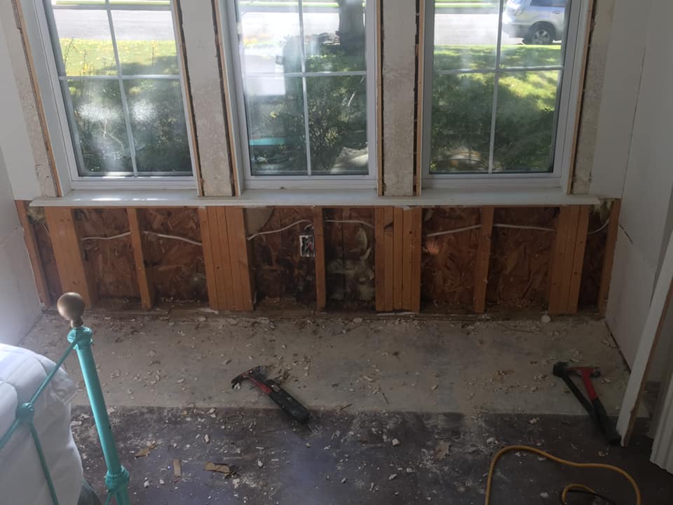 Mold in kitchen being repaired by a modern touch