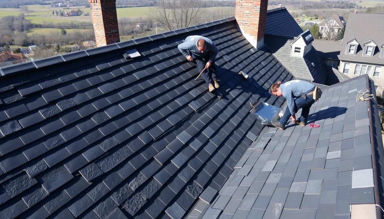 Professional slate roof restoration in New Jersey by Needleman Roofing specialists