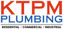 KTPM Plumbing logo in red and blue with “Residential • Commercial • Industrial” tagline