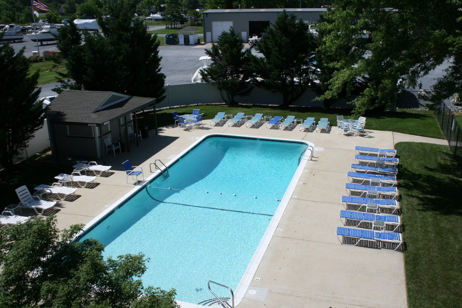 View of pool fro 3rd floor of Anchored Inn