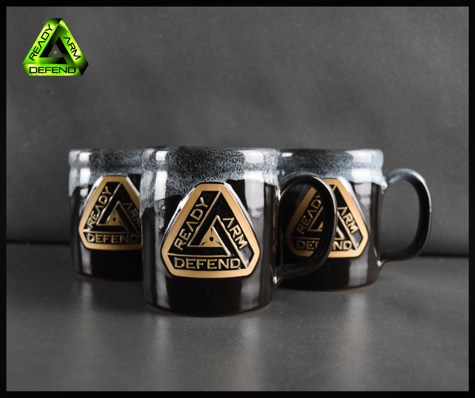 Ready Arm Defend, Logo Mug Light Blue