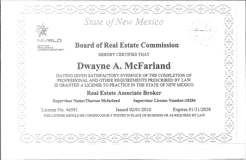 dwayne mcfarland license