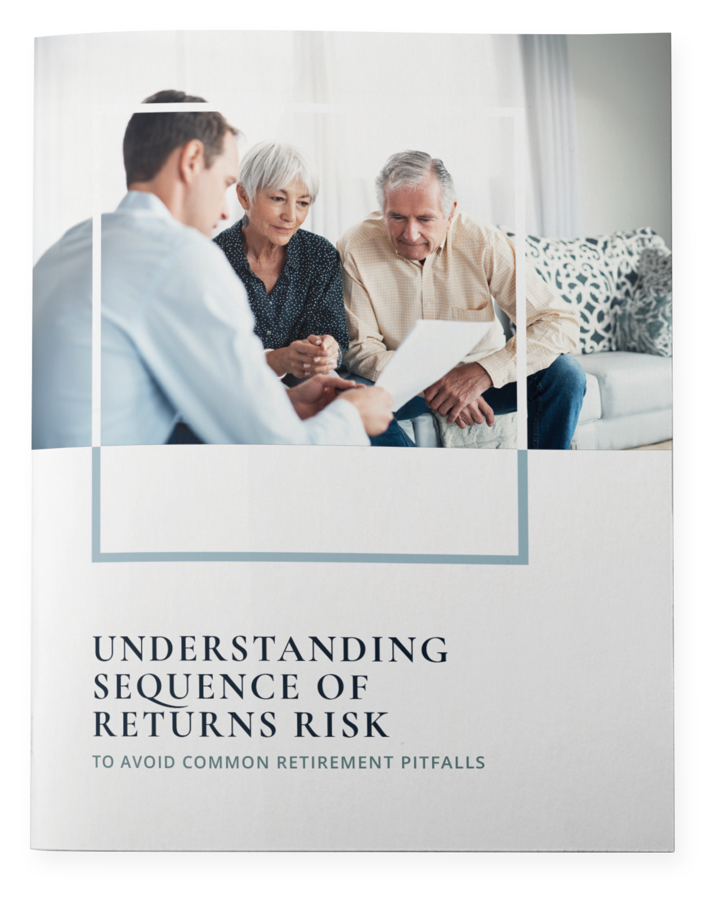 Financial advisor reviewing paperwork with an elderly couple, discussing retirement.