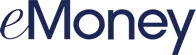 EMoney logo in dark blue.
