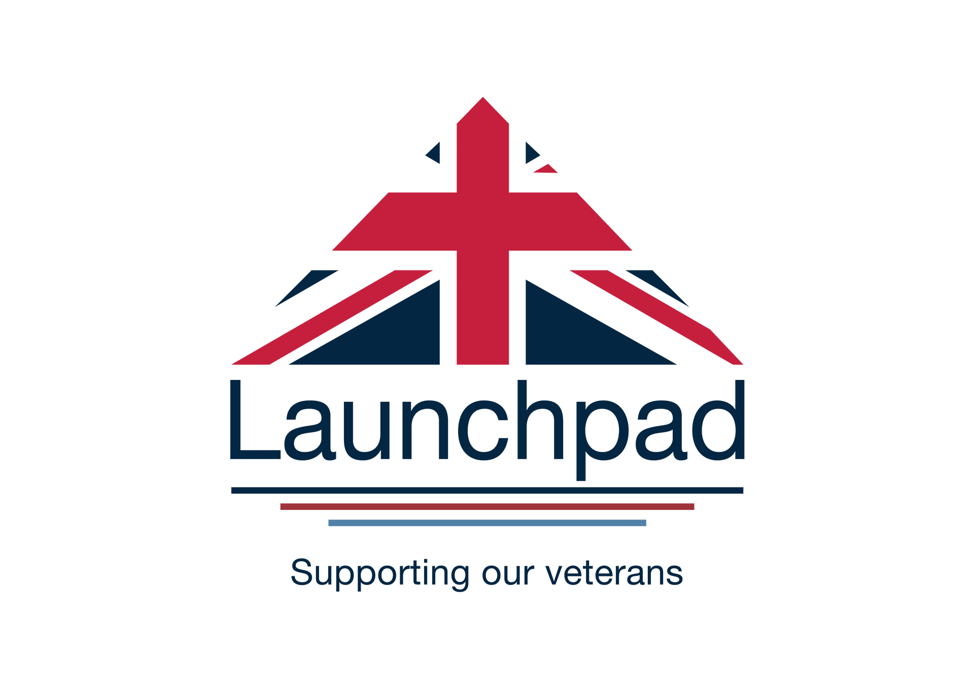 A logo for a company called launchpad supporting our veterans.