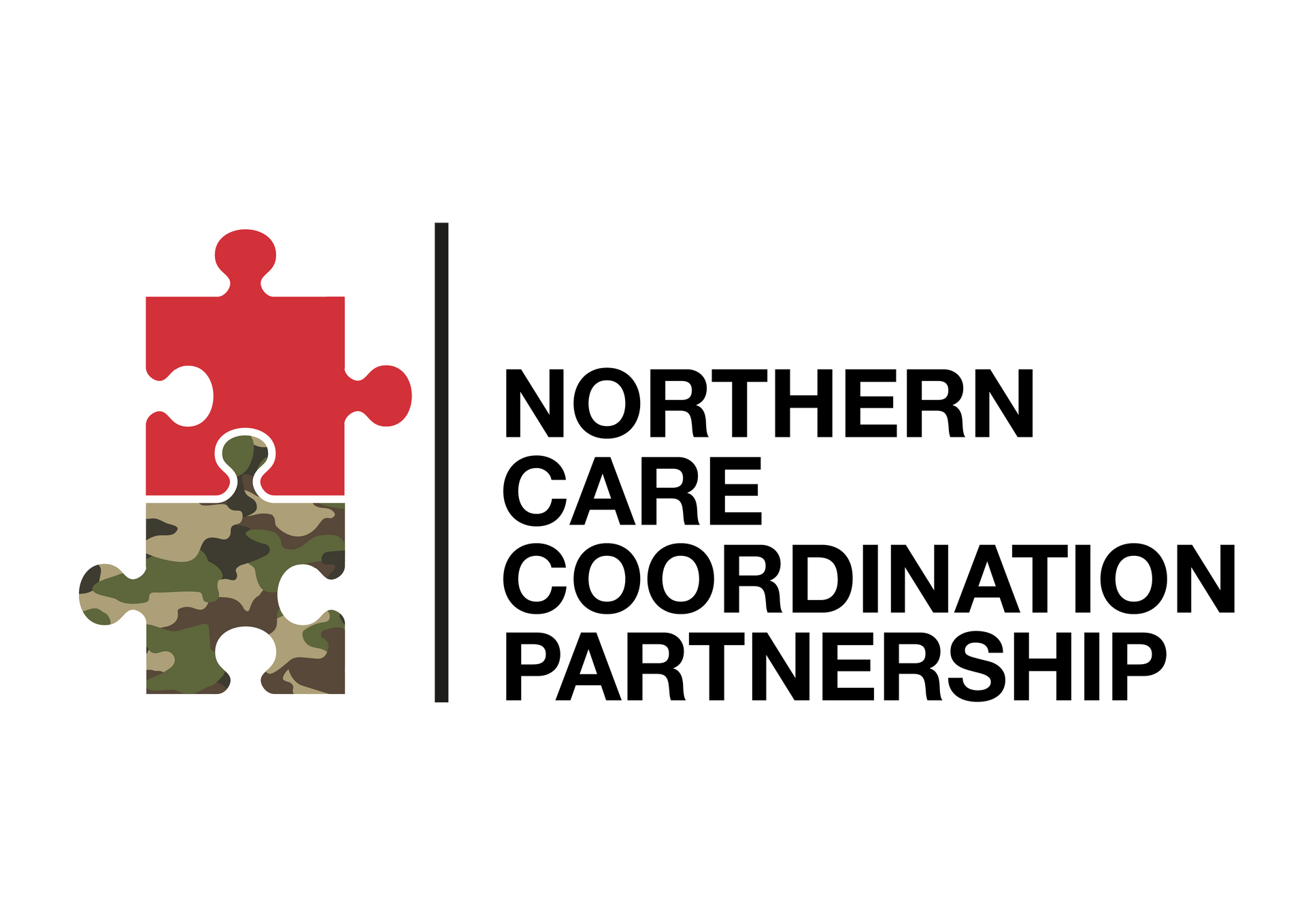The logo for the northern care coordination partnership is a puzzle piece with a soldier on it.