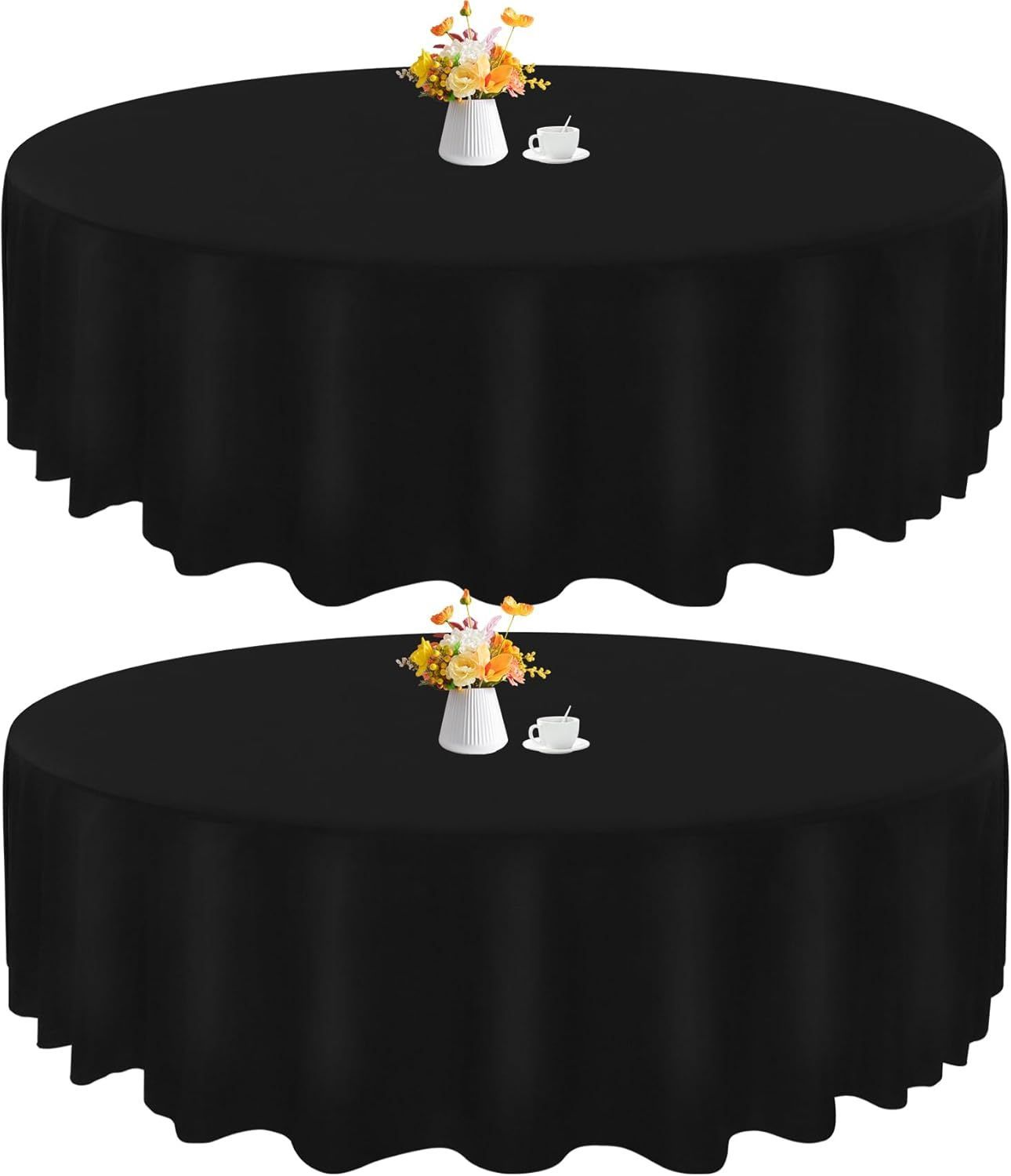 Round Black Linen Table Cloth