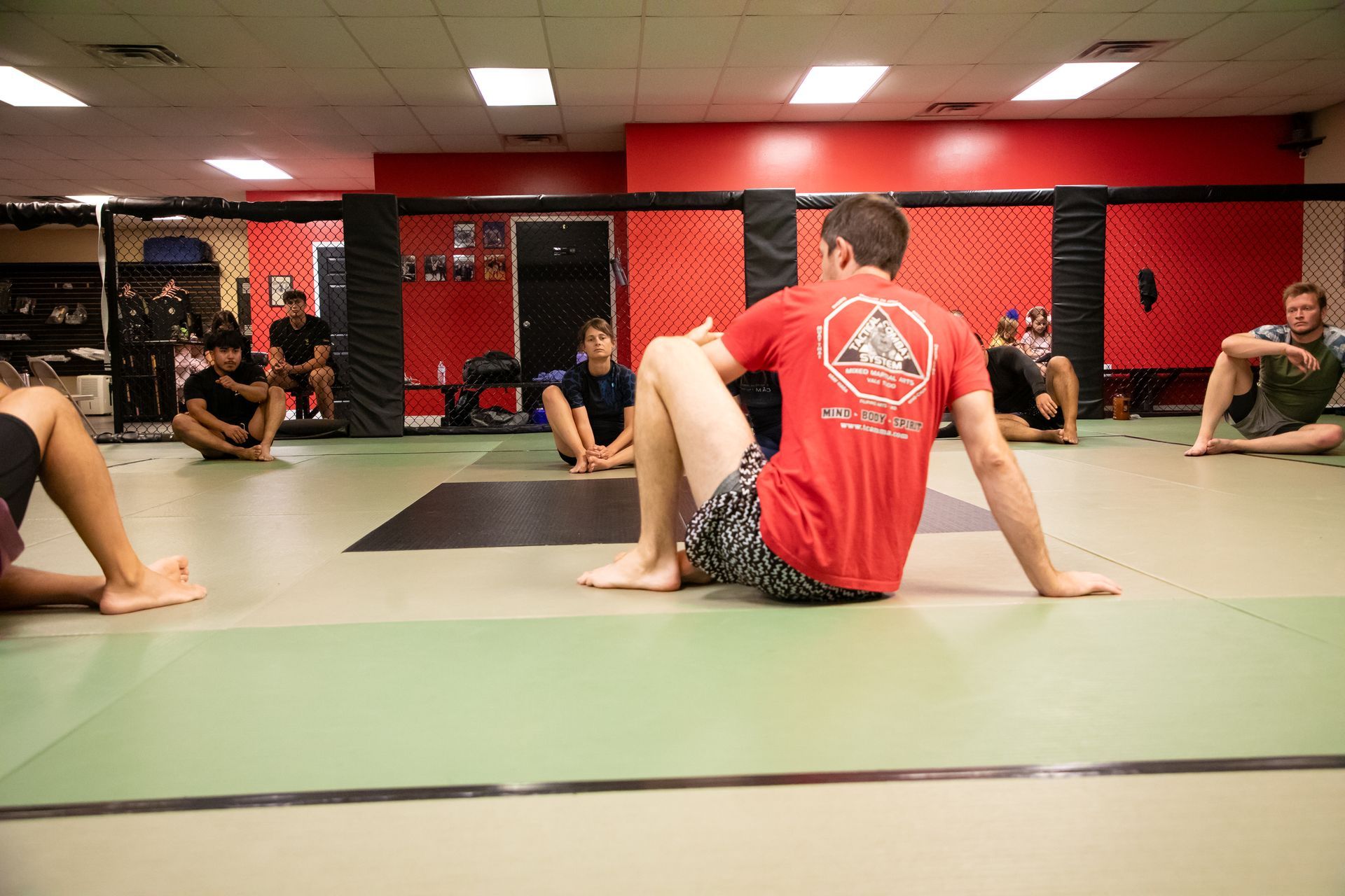Adults practice Brazilian Jiu-Jitsu sparring at Mason Dixon Jiu-Jitsu in East Chambersburg, PA.