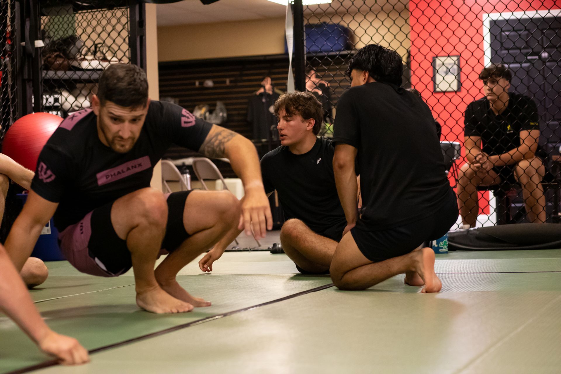 Adult students drilling grappling techniques at Mason Dixon Jiu-Jitsu in East Chambersburg, PA.
