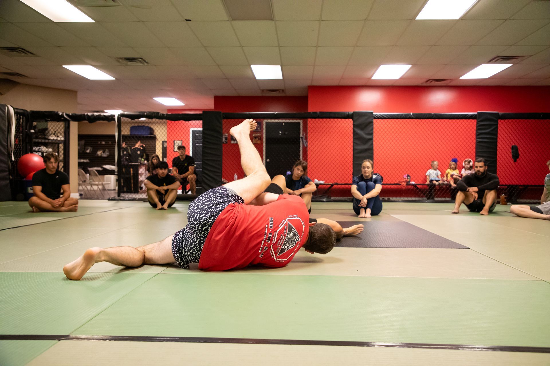 Adults drilling Brazilian Jiu-Jitsu techniques at Mason Dixon Jiu-Jitsu in East Chambersburg, PA.
