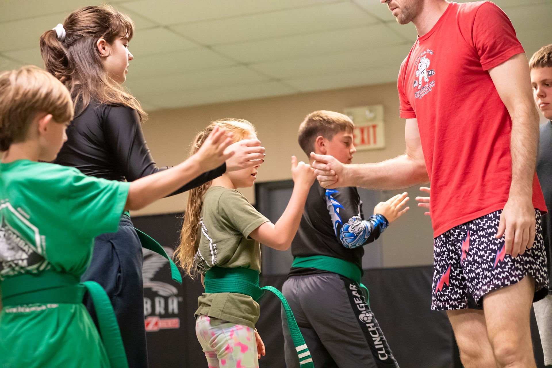 Adult students drilling Jiu-Jitsu techniques at Mason Dixon Jiu-Jitsu in East Chambersburg, PA.