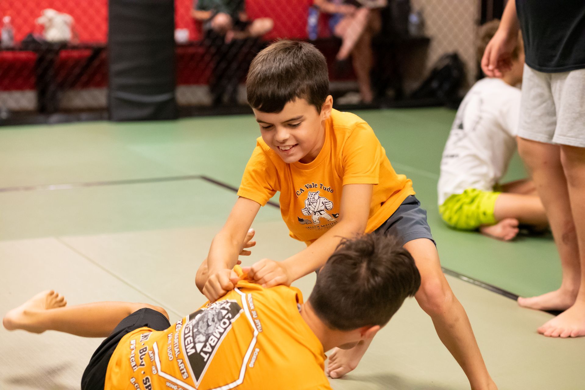 Students drilling Jiu-Jitsu techniques at Mason Dixon Jiu-Jitsu in East Chambersburg, PA to build confidence.