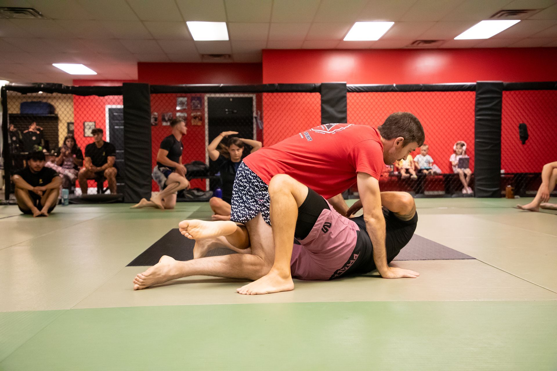 Adults drilling Jiu-Jitsu techniques at Mason Dixon Jiu-Jitsu in East Chambersburg, PA.