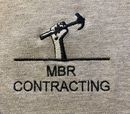 Logo for MBRCONTR, a construction company, featuring a blue house icon and the company name.