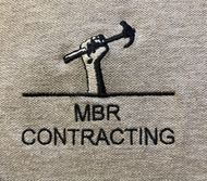 Logo for MBRCONTR, a construction company, featuring a blue house icon and the company name.
