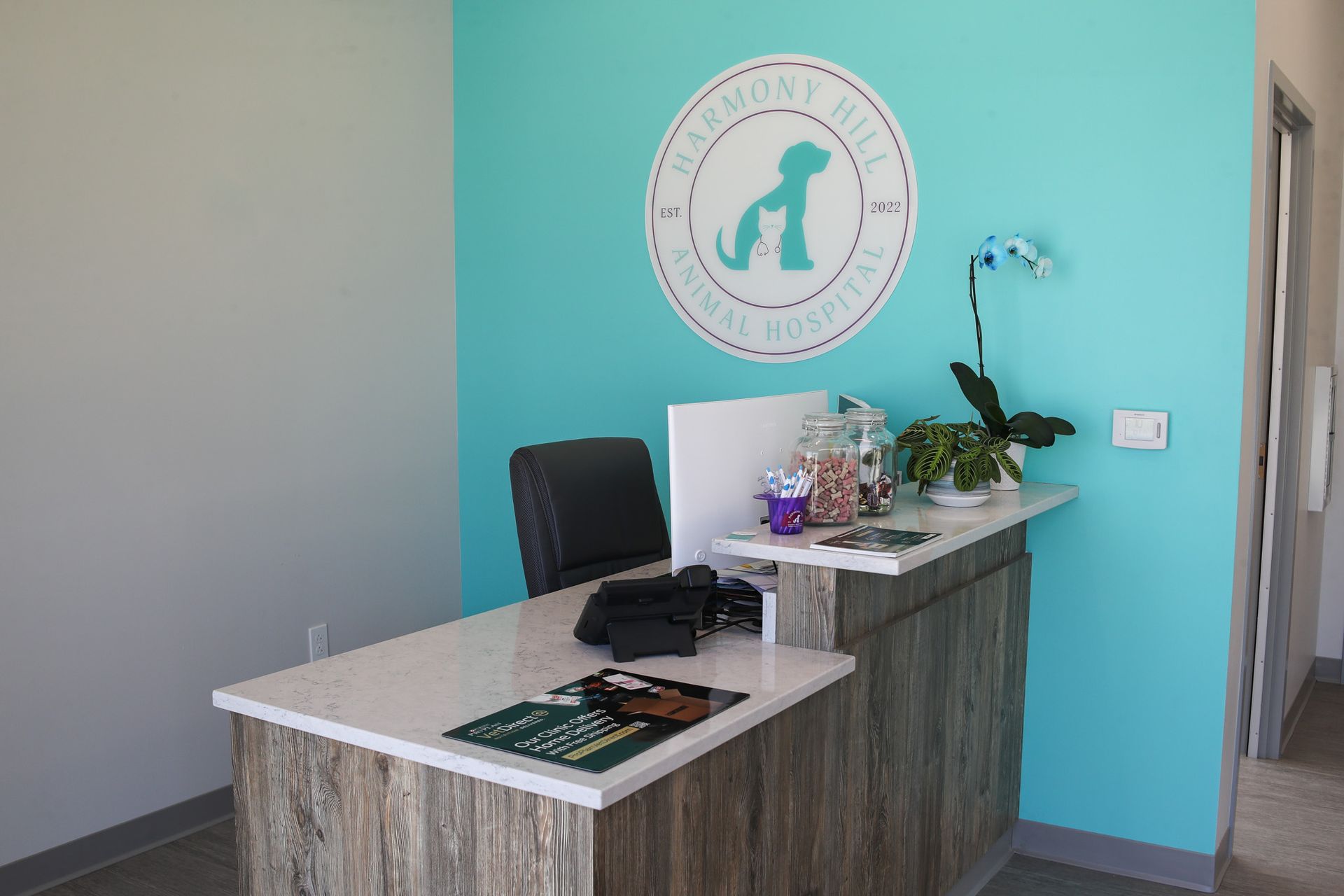 Harmony Hill Animal Hospital Entrance and Reception Desk