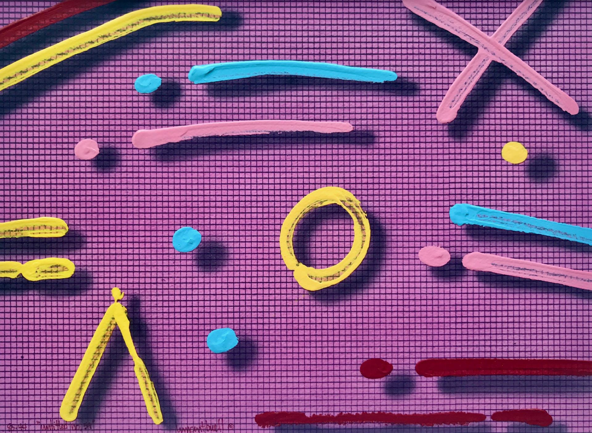 A purple background with a bunch of colorful objects on it