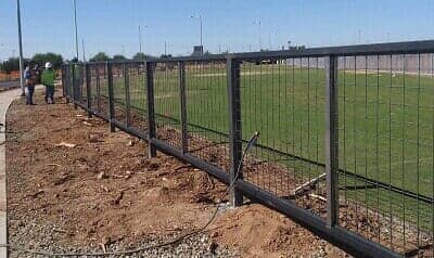 softball field iron gate - commercial iron fences & gates