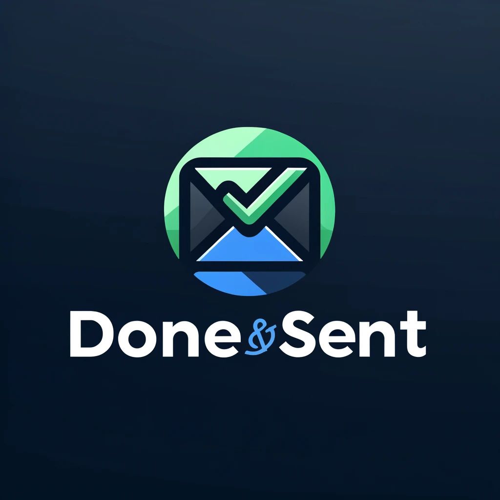 Full version of the Done and Sent logo for brand identification