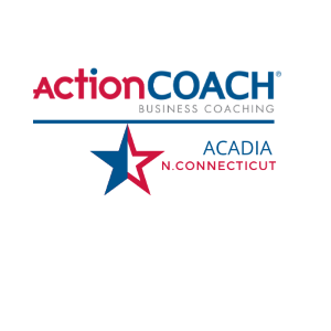 ActionCOACH business coaching logo with red and blue star, text 