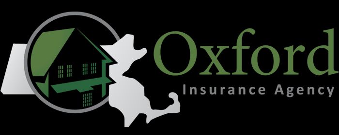 Logo for Oxford Insurance Agency: green house within circle, grey state outline, text.