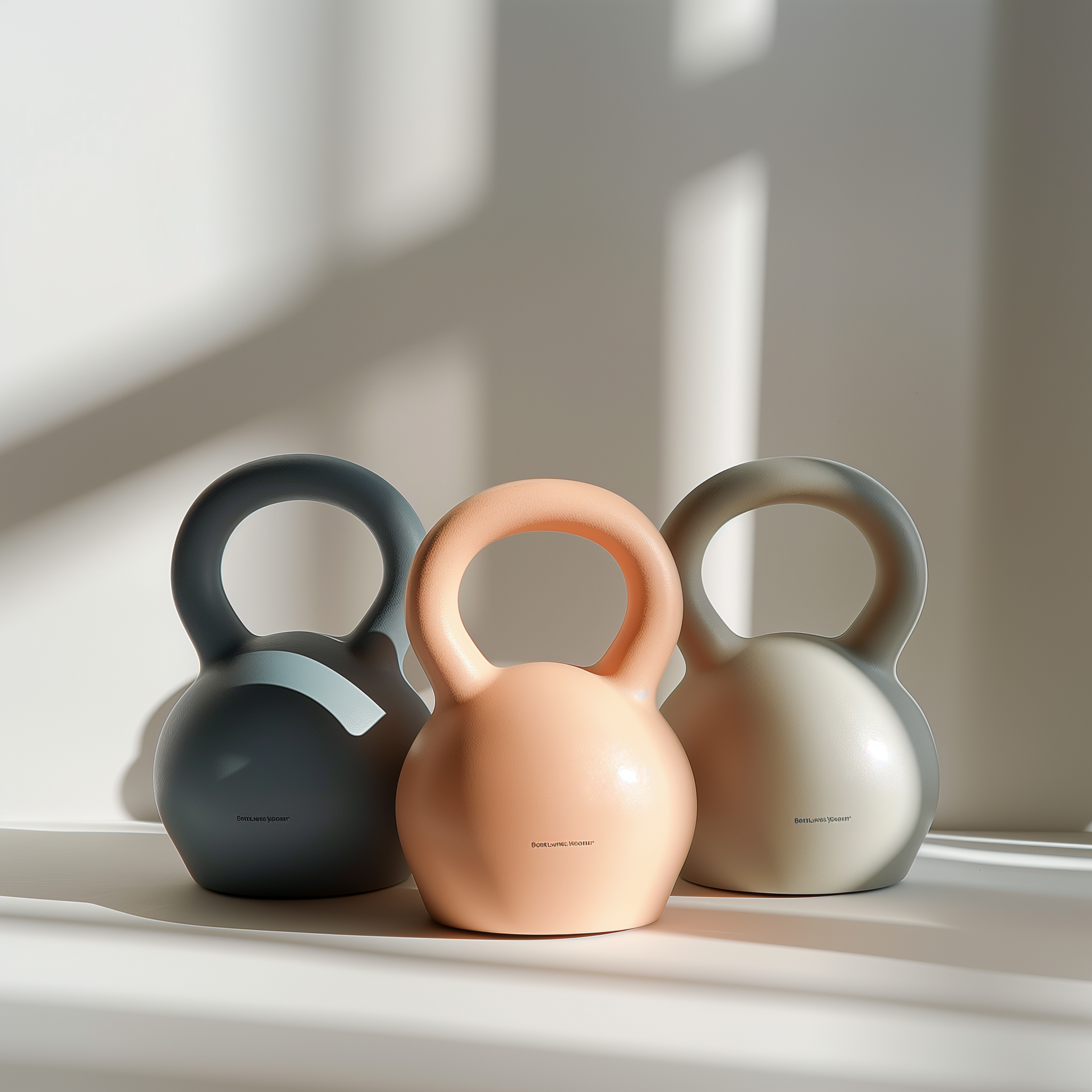 A gray kettlebell centered against a light-colored background.