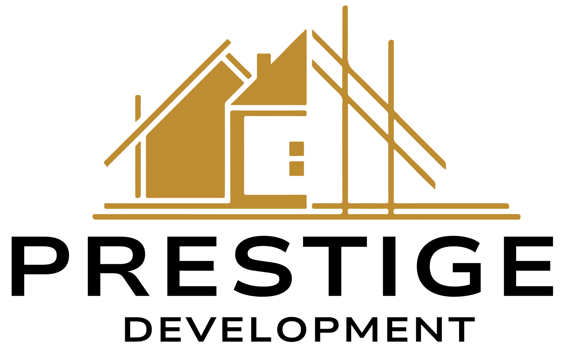 The logo for prestige development is a house with a roof.