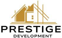The logo for prestige development is a house with a roof.
