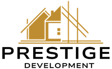 The logo for prestige development is a house with a roof.