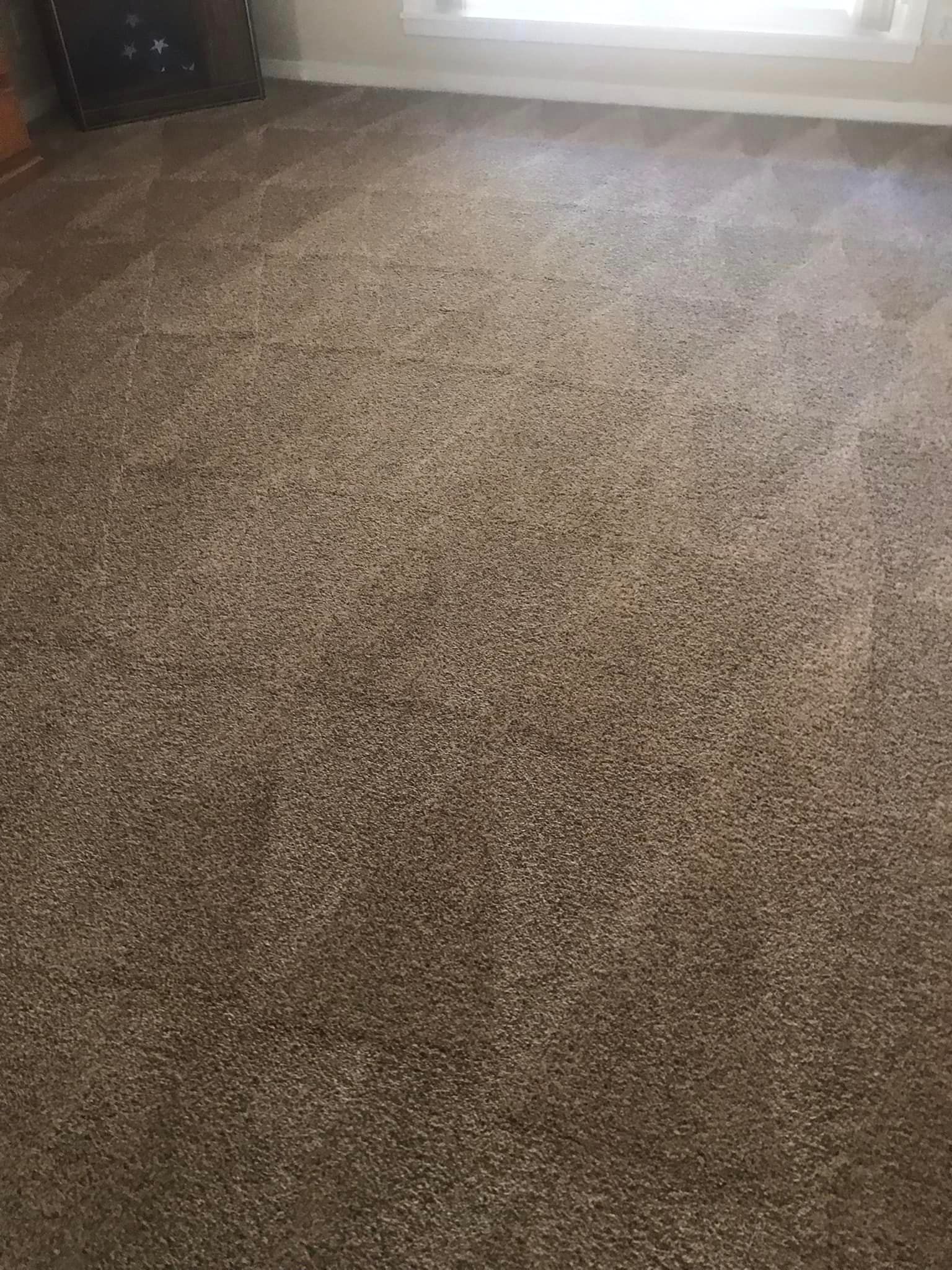 A large brown carpeted floor in a room with a window.