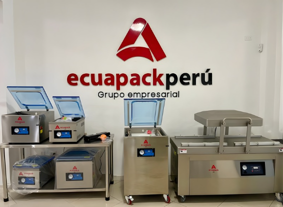 Cinta transportadora de fábrica con mercancías envasadas.