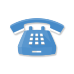 Blue telephone icon.