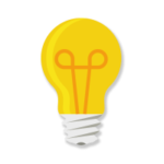 Yellow lightbulb with orange filament.