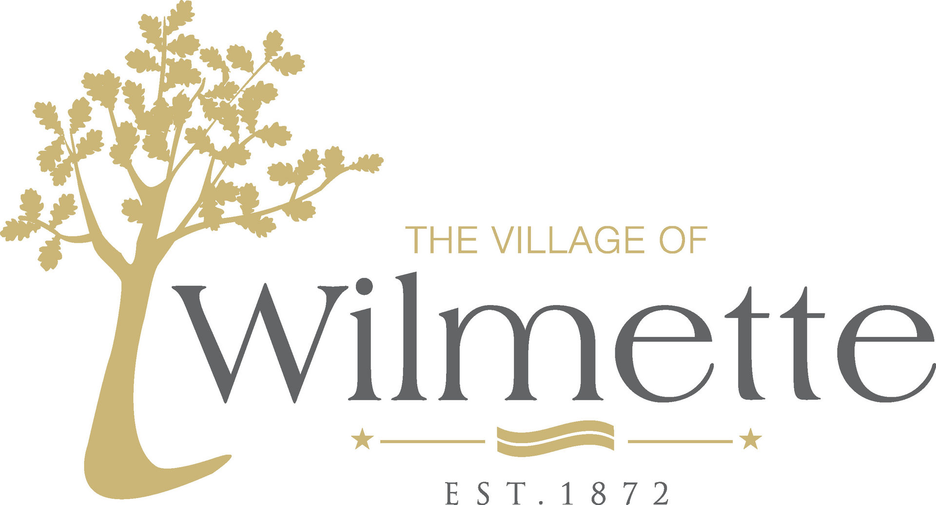 The logo for the village of wilmette is a tree with leaves on it.