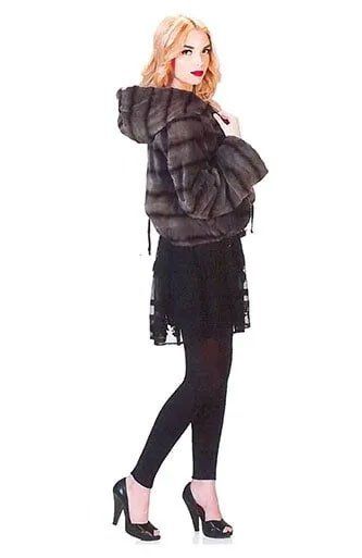 Woman Wearing Fur Jacket with Hood — Bayonne, NJ — Famous Furs Ltd.