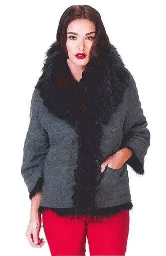 Woman Wearing Gray Fur Jacket — Bayonne, NJ — Famous Furs Ltd.